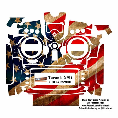 $31.46 • Buy Ultradecal Frsky Taranis X9D X9D+ Plus Skin Wrap Decal American USA Flag