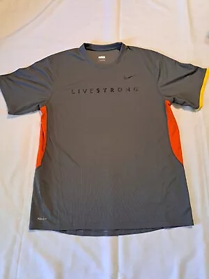 Mens Nike LiveStrong  Fit Dry Short Sleeve Shirt Size Large Gray • $17
