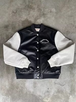 Budweiser By PacSun Faux Leather Team Varsity Jacket | Knit Sleeves Embroidered • $30