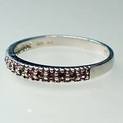 Damaged AVON 925 Sterling Silver Pink Rhinestone Ring Band Size 11.25 2.41g • $5.99