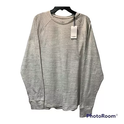 Goodfellow Long Sleeve Stripped Grey White T-Shirt Size X-Large Men NWT • $10.96