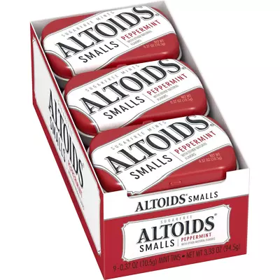 Altoids Smalls Peppermint Breath Mints 0.37 Ounce Tin Pack Of 9 • $15.13