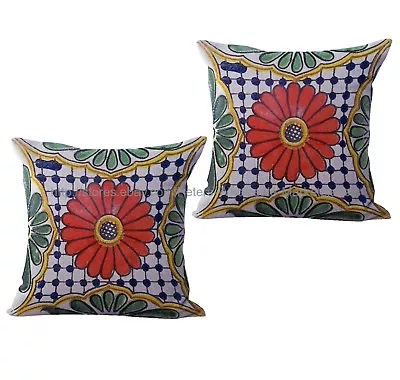  2pcs Mexican Spanish Talavera Cushion Cover Throw Pillows Wholesale • $25.86