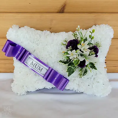 Funeral Tribute Pillow Artificial Silk Flowers Mum Nan Grandma Or Any Name • £29.85