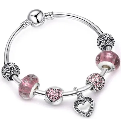 $26 • Buy Dusty Pink Unique Crystal Bracelet With Charms By 21 Cm