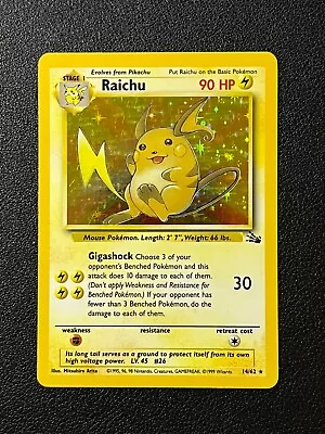 Raichu Fossil Holo - 14/62 - Holo Rare - Near Mint - Pokemon TCG • $22