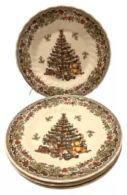 4 Queens Myott Factory England Seasons Greetings Christmas Salad Lunch Plates 8  • $48.99