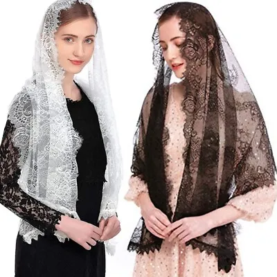 Lace Mantilla Catholic Church Chapel Veil For Head Covering Scarf For Brides • £13.30