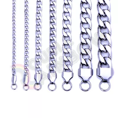 Men's Women's Stainless Steel Necklace Silver Cuban 3-12mm Chain Link C08 • $6.98