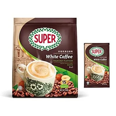 Super 3-In-1 Instant Hazelnut Charcoal Roasted White Coffee 15 Sachets X 36g • $17.99