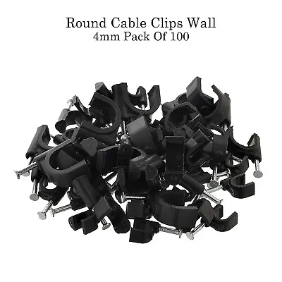 Black Cable Wall Clips 100x4mm Cable Wall Nails Manages Electric Wire Clips • £2.50