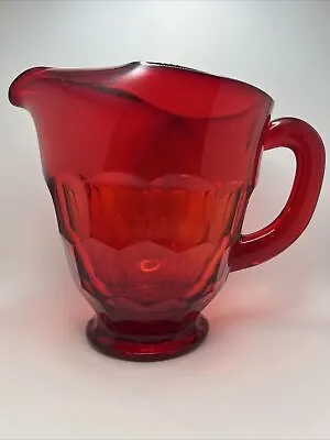 Vintage Viking Glass Georgian Ruby Red 52 Oz. Pitcher Honeycomb • $48.87