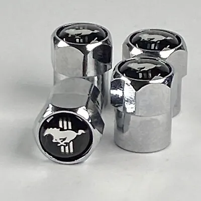 FORD MUSTANG Valve Stem Caps Wheel Chrome Metal 1966 69 86 Pony Gt 5.0 Mach One • $19.99