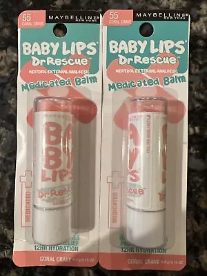 2 Maybelline Baby Lips Dr Rescue Medicated Balm 55 Coral Crave Set Of 2 0.15 Oz • $13.99