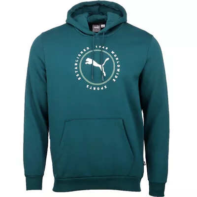 Puma Worldwide Sports Graphic Pullover Hoodie Mens Blue Casual Athletic Outerwea • $19.99