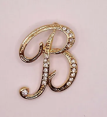 £4.80 • Buy Diamante Gold Initial Letter B Fashion Brooch Pin Brand New FREE P&P