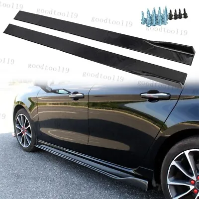 Gloss Black Side Skirts Splitter Pair For Honda Civic SI EX LX Coupe Sedan #GD • $47.95