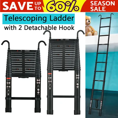 Collapsible Telescoping Ladder 12.5FT 16.5FT 20FT Aluminum For Roofing Business  • $64.80