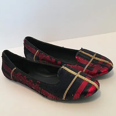 Coach Deborah Black Red Gold Sequin Size 6 B Ballet Shoes NWOB • $48.72