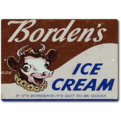 Ice Cream Sign Borden's Sign Metal CREAM Milk ICE Vintage Look SIGN Metal Tin • $13.95