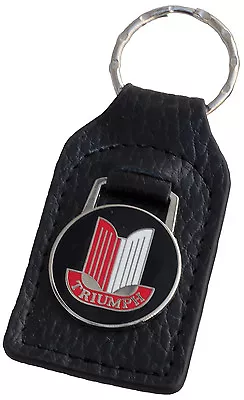 Triumph Shield  (red/white) Key Ring / Fob - Leather And Enamel • $9.95