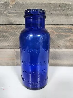 Vintage Blue Bromo Seltzer Emerson Drug Co Baltimore Md Bottle With Cork 6 1/2  • $39.99