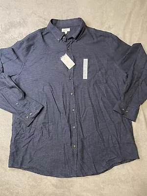XXL Corft &Barrow (KOHLS) NEW Mens Flannel Long Sleeve Blue Black Button Down • $8.99