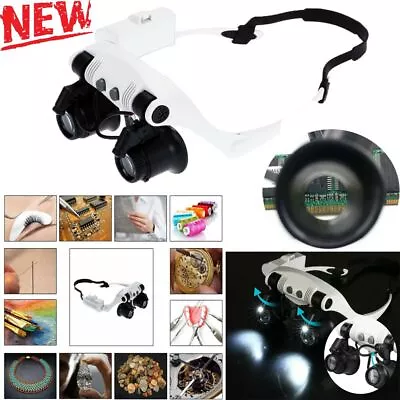 Headband Head Magnifier 8 Lens With Light Jeweler Watch Loupe Magnifying Glasses • $12.99