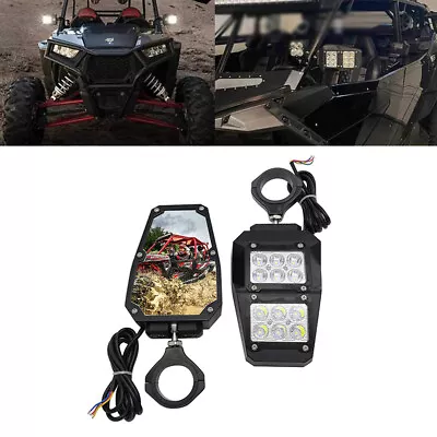 2X UTV L&R  Side Rear View Mirrors W/ LED Spot Light For Polaris RZR Arctic Cat • $82.89