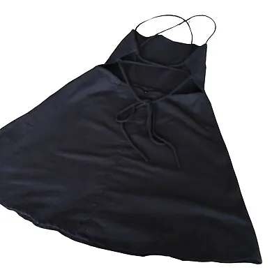Motel Rocks Size XS Women’s Black Cross Back Tie Strappy A-line Mini Dress • $12.50