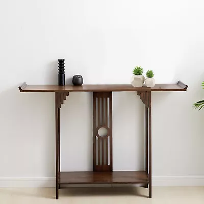 Chinese Style Vintage Console Table Sofa Side Table Bamboo Shelf Entryway Table • $109.99