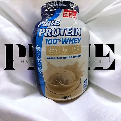 4.36lb PURE PROTEIN POWDER VANILLA CREAM 50 SERVINGS NO ADDED SUGAR!!! • $49