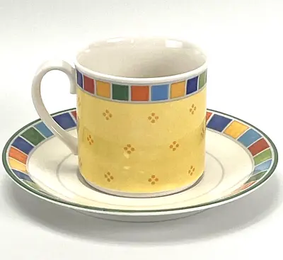 Villeroy Boch Twist Alea Limone Breakfast Cup Saucer Set Yellow Rainbow - 2 Pc • $16