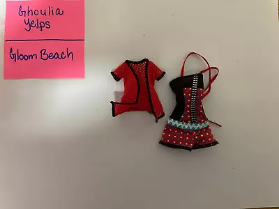 Monster High Ghoulia Yelps Gloom Beach Swimsuit Red And Black Doll Clothes Lot • $13.99