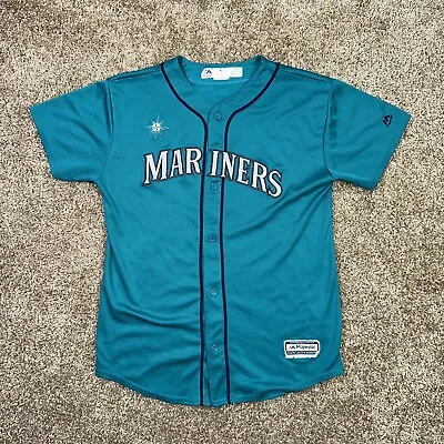 Seattle Mariners Jersey Youth Extra Large Green MLB Embroidered Sewn Majestic XL • $19.99