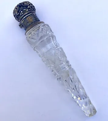 $189.99 • Buy Sterling Silver Glass Crystal Hand Cut Victorian Lachrymatory Tear Bottle Signed