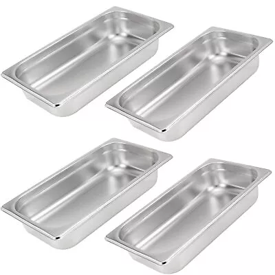 4 Pack 1/3 Size X 2.5 Inch Deep Steam Table Pan Stainless Steel Anti-Jam Pan • $43.50