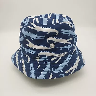 Mud Pie Hat 0-18 Month Sun Hat Strap Cotton Poly Blend Blue & White Alligators • $14.75