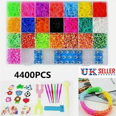 4400PCS Loom Bands Kit Bracelet Mixed Colour Rubber Refill Clip Hook Charms DIY • £10.89