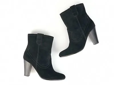 B. Makowsky Black Suede Leather Western Pull On Ankle Boots Booties Womens Sz 7 • $24
