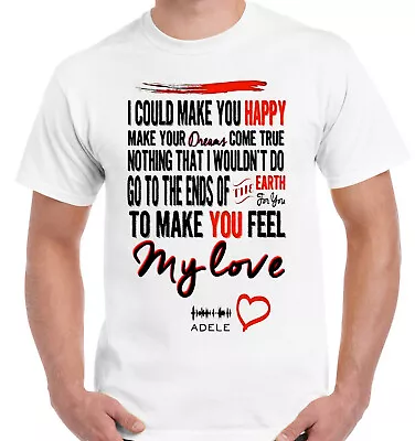 ADELE Feel My Love LYRICS T-Shirt Inspired Mens Women Kids Song Music T Shirts • £8.03