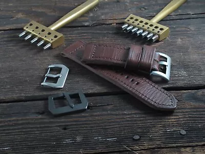 $100 • Buy Handmade  DC X  Dark Brown Leather Watch Strap VDB Panerai 28,27,26, 24,22mm