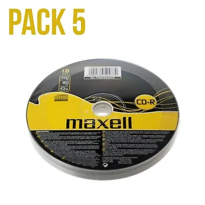 5 Quality MaxellCD-R | Recordable Blank CD Discs Media Pack Of 5 80min 52x 700MB • £3.49