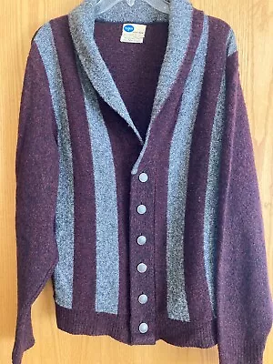 Vintage 1960s SEARS PILGRIM Cardigan! Grunge Cobain Medium Wool Acrylic • $34.95