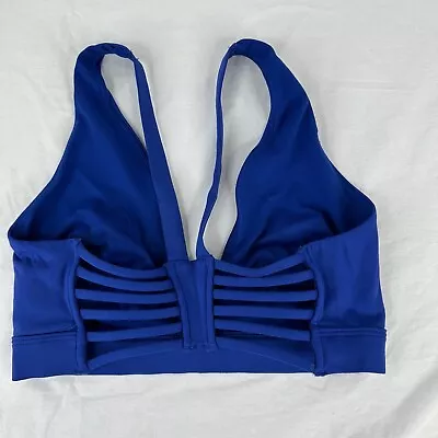 VSX Sport Victoria's Secret Strappy Lined Sports Bra Plunge Small Cobalt Blue • $14.98