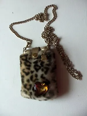 Kathy Van Zeeland 5.5  X3  Cross Body Phone Case Soft Faux Leopard Fur • $5.50