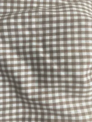 Vtg Brown Gingham Check Fabric 1/4  Square Cot 44W - 2 Yards • $7.95