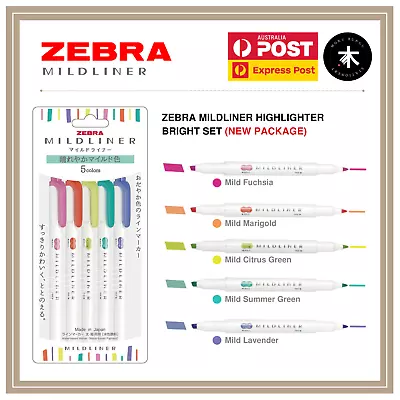 Zebra Mildliner Double-Sided Highlighter - Bright - 5 Colour Set (New) • $11.80