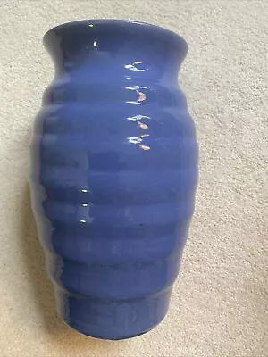 Vintage Large Zanesville Stoneware Glossy Blue Hand Thrown Art Pottery Vase • $69.99
