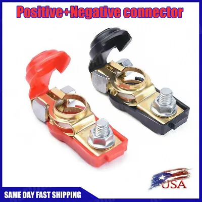 Pair Car Battery Terminal Connectors Universal Positive Negative Wire Post Clamp • $9.59
